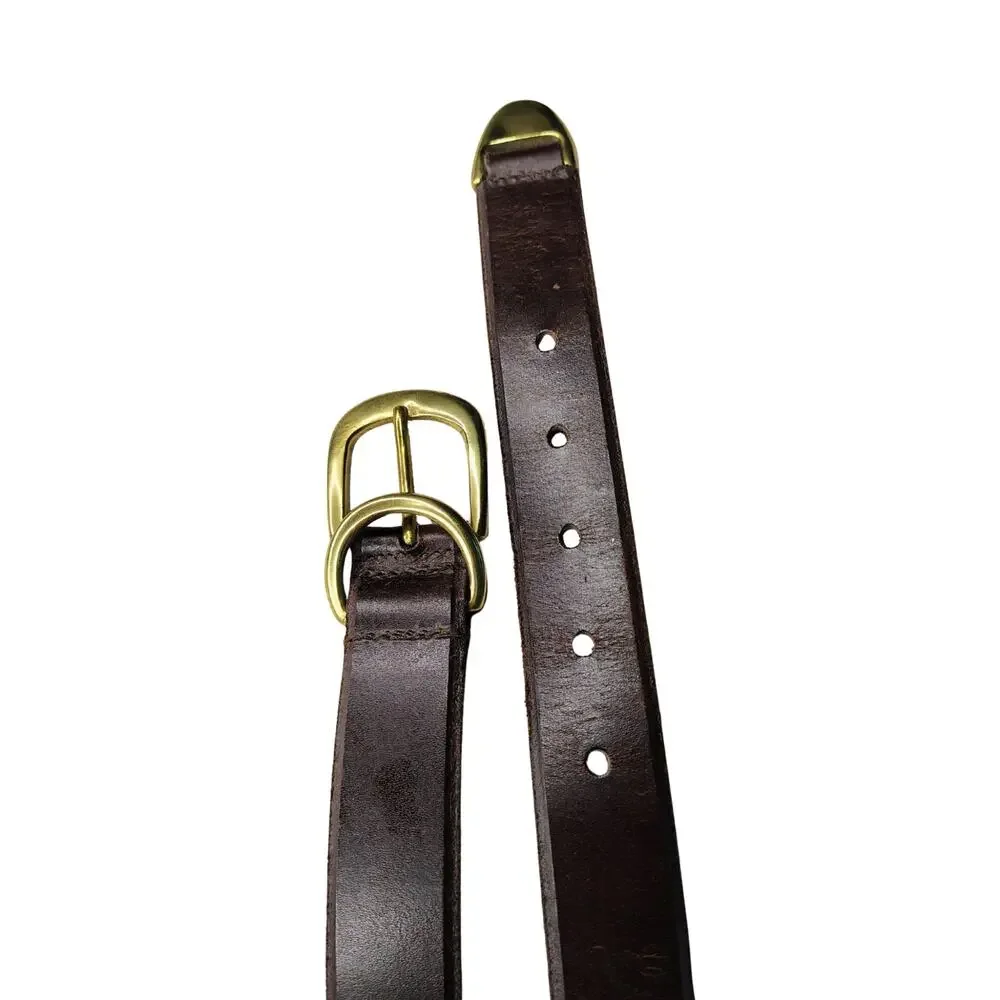 1980s Gloria Vanderbilt Brown Leather Belt Brass Hardware Tip Gently Used Medium